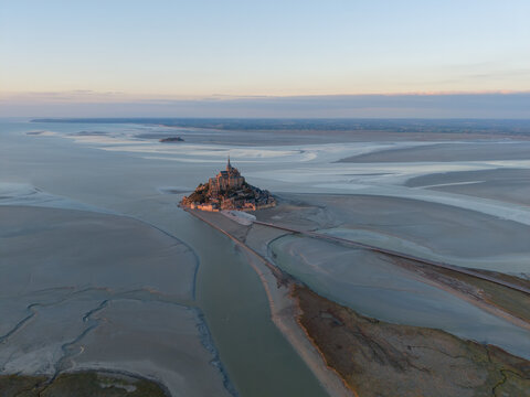 Aerial view of Mont Saint Michel in northern France