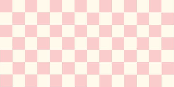 A classic checkerboard pattern featuring soft pink and cream squares. This elegant and minimalist design is perfect for backgrounds textiles and web graphics.