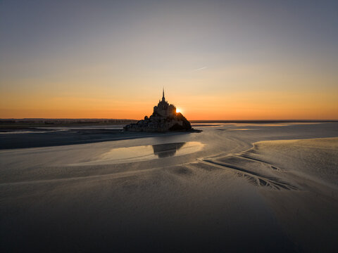 Aerial view of Mont Saint Michel in northern France