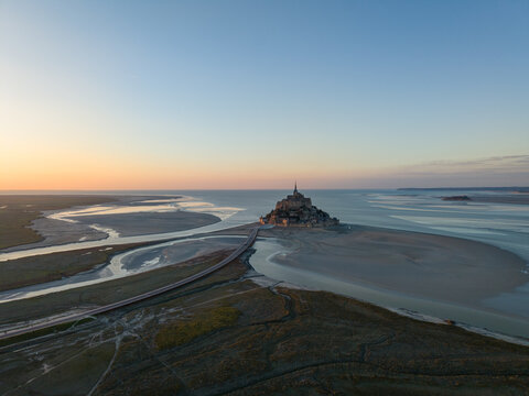 Aerial view of Mont Saint Michel in northern France