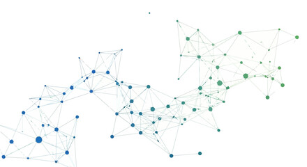 Fototapeta premium Abstract Network Connections with Blue and Green Nodes and Lines on White Background