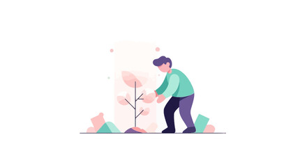 Fototapeta premium Person Planting Seedling in Garden for Growth and Sustainability
