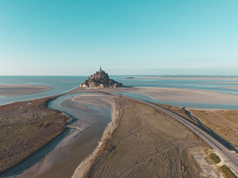Aerial view of Mont Saint Michel in northern France