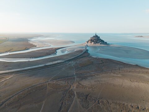 Aerial view of Mont Saint Michel in northern France