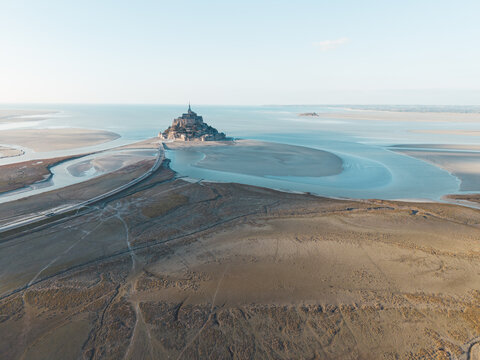 Aerial view of Mont Saint Michel in northern France