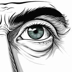 Fototapeta premium Detailed monochrome illustration of a human eye in comic book style