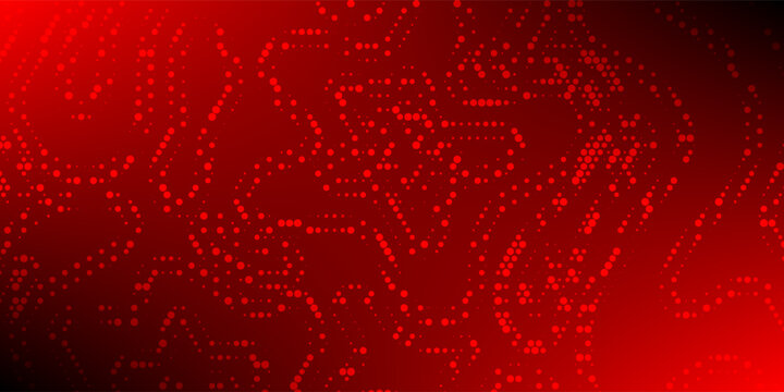 Moder sport background. Red Topographic Halftone Pattern Background with Gradient Dotted Map Lines. Futuristic Technology Concept