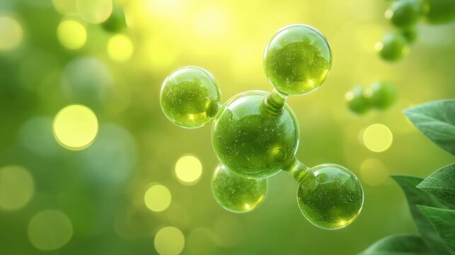 Lush Green Molecular Structure on a Smooth Background Ideal for Science or Nature Themes in High Definition Imagery