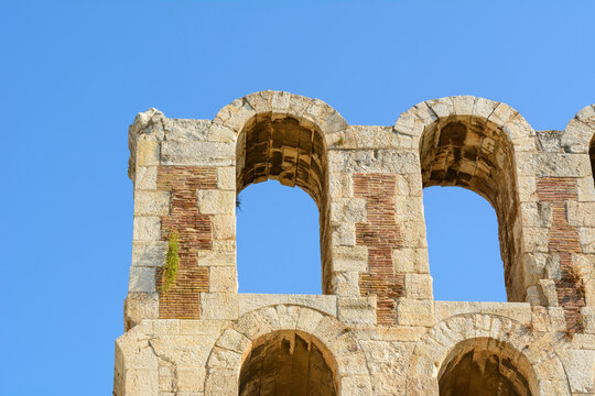 Facade of Odeon of Herodes Atticus in Athens. Greece