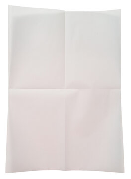 Feuille de papier calque transparente avec plis, isol&eacute;e sur fond transparent &mdash; Translucent tracing paper sheet with folds, isolated on transparent background PNG