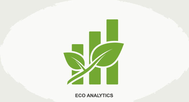 A green eco-friendly business logo vector illustration featuring a nature concept with a tree, grass, and a sustainable building house design under a blue sky and sun