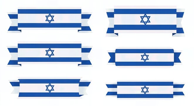 Israel Flag Ribbon Style Vector Illustration Isolated on White Background