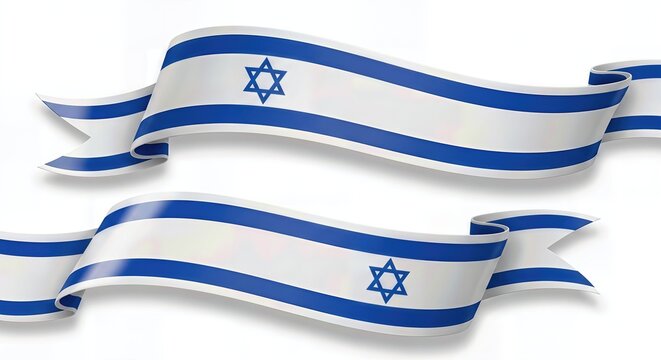 Israel Flag Ribbon Style Vector Illustration Isolated on White Background