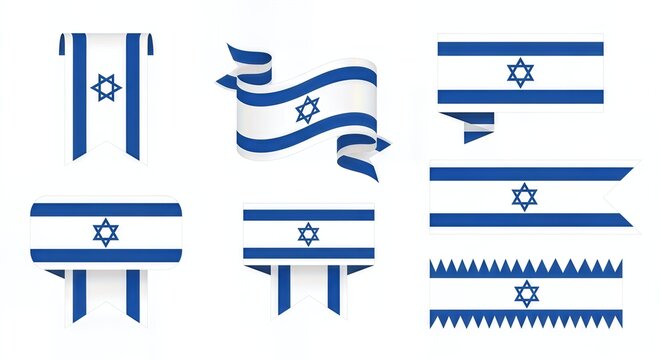 Israel Flag Ribbon Style Vector Illustration Isolated on White Background