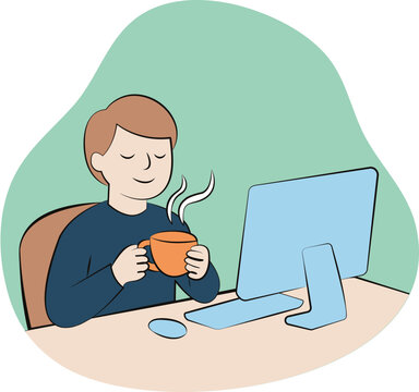 Ic&ocirc;ne / illustration vectorielle sur la qualit&eacute; de vie au travail (flat design, couleurs douces et naturelles)