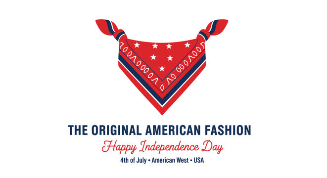 American Independence Day bandana, patriotic fashion accessory, red white blue star pattern, USA 4th July celebration