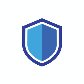 Blue and white shield icon representing protection and security.