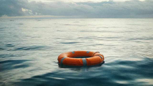 Life saving ring in the middle of the sea
