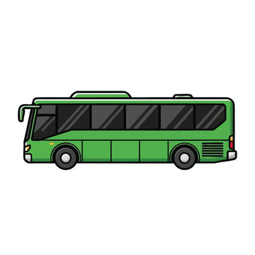 Green Bus Illustration Side View.