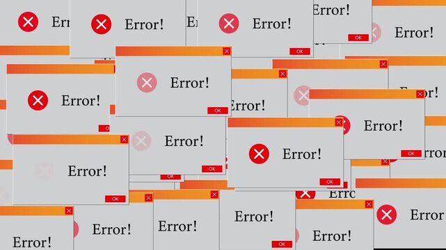 Critical error message pop up notification on windows screen animation isolated on black background