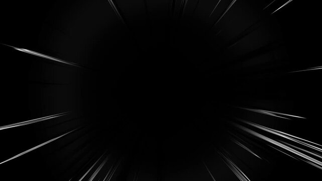 Dynamic speed lines animation isolated on black background