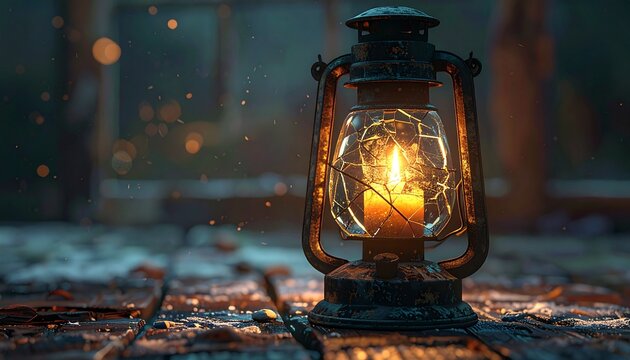 Vintage Lantern Glow - A Warm Light in the Darkness.