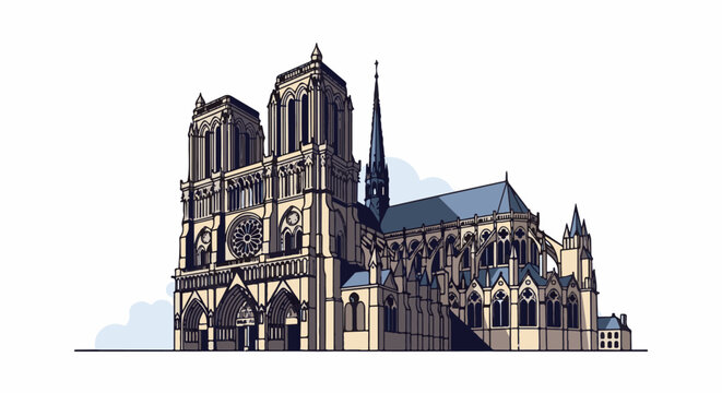 Ornate gothic cathedral structure with tall spires, rose window, and arched entrances