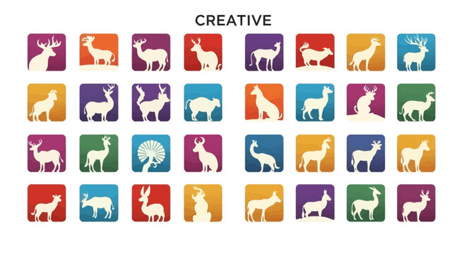 Colorful llama icons in squares.