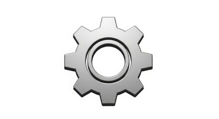 Fototapeta premium Realistic Silver Metallic Gear Cogwheel 3D Render isolated for Industrial and Mechanical Design isolated on White Background