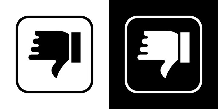 App dislike icon in solid fill style showing thumbs down in rounded square, representing negative feedback, user reaction, rating system and mobile app interaction.
