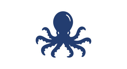 Blue Octopus Silhouette Isolated on White. © Abraca