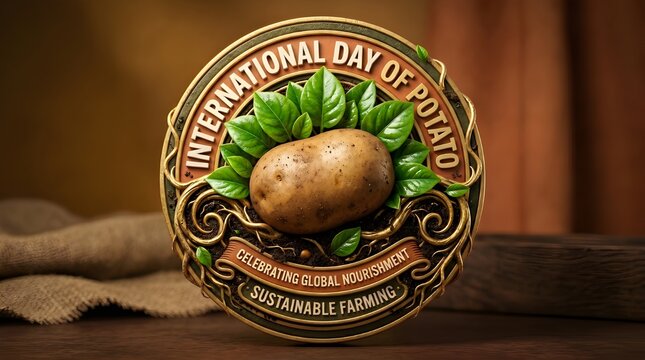 International day of potato emblem celebrating global nourishment and farming