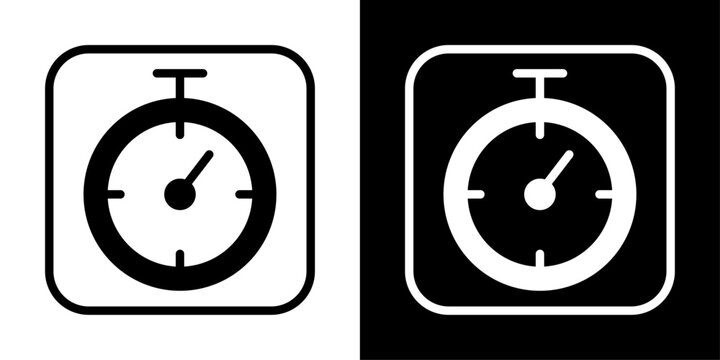 App timer icon in solid fill style showing stopwatch inside rounded square, representing time tracking, countdown, productivity tools and mobile app interface.