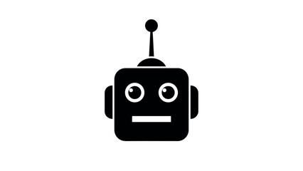 Fototapeta premium Cute Robot Face Icon Simple AI Bot Vector
