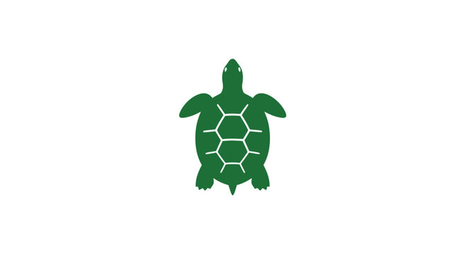 Green Turtle Silhouette Icon Graphic Illustration.