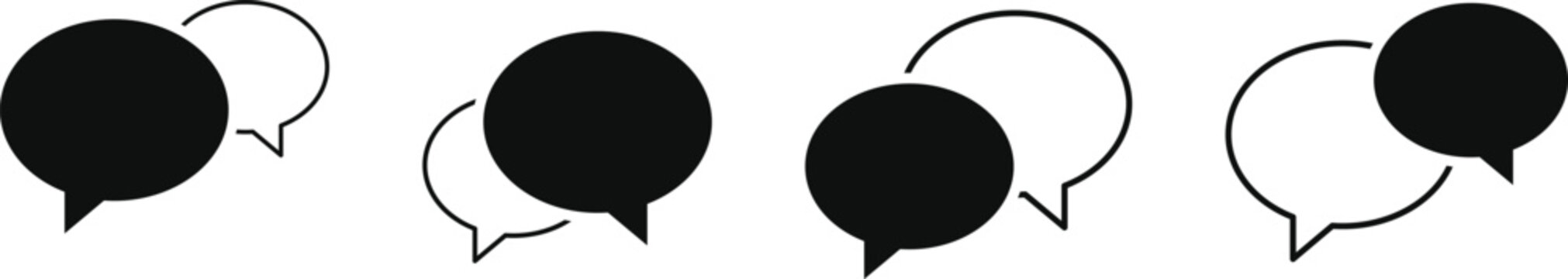 Set of chat and talk icon. Help desk and communication design. Speech bubble and messaging symbols. Online conversation and talk sign. Modern web policy signs