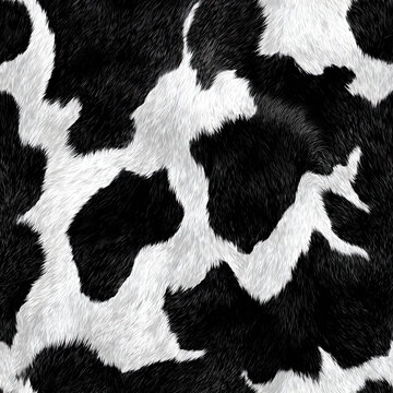 Black and white cowhide pattern with fur texture