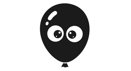 Obraz premium Black Balloon with Cartoon Eyes Illustration.