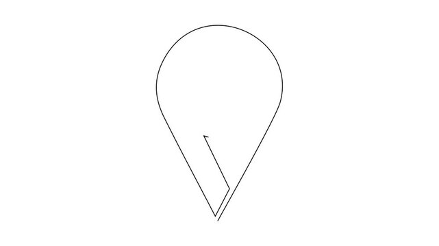 Animated self drawing of continuous line draw of  	
Location map pin pointer with Earth globe inside. Navigation, business, education and travel concept.   Full length one line animation. 4K