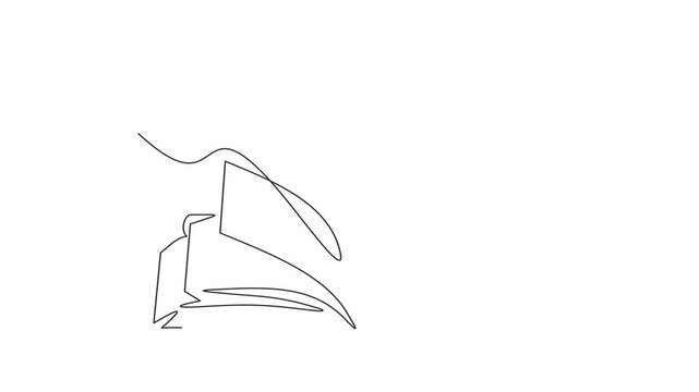 Animated self drawing of continuous line draw of  open book and pen   Full length one line animation. 4K