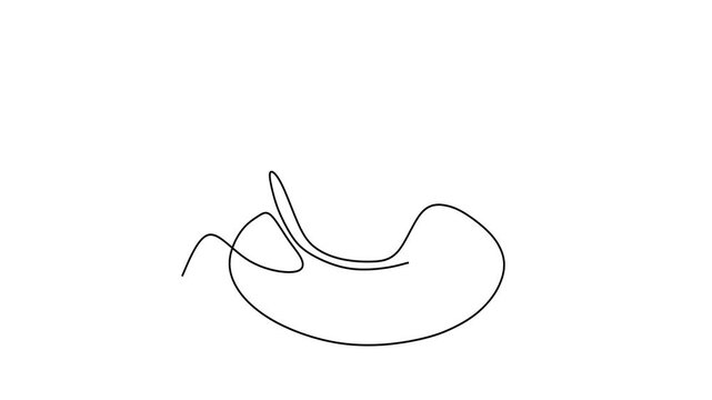 Animated self drawing of continuous line draw of   cup of coffee decorated with heart symbol .  Full length one line animation. 4K