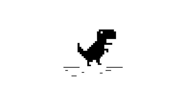 Pixel Art Dinosaur Animation, No Internet Connection, 404, page not found, transparent background, 4k video