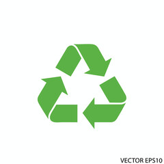 Fototapeta premium Green recycling symbol icon representing environmental conservation and sustainability.