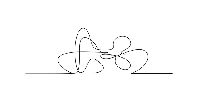 Abstract single line drawing of a chaotic scribble representing a confused mind or creative process