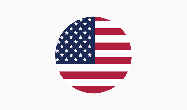 Vibrant circular graphic of the United States flag, featuring iconic stars and stripes, symbolizing patriotism and national pride, isolated on a light grey background.
