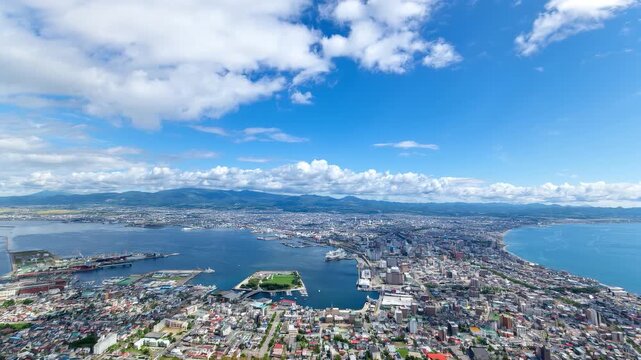 北海道・函館山 定点ドローン空撮イメージ｜昼と夜景を捉えた2シーン