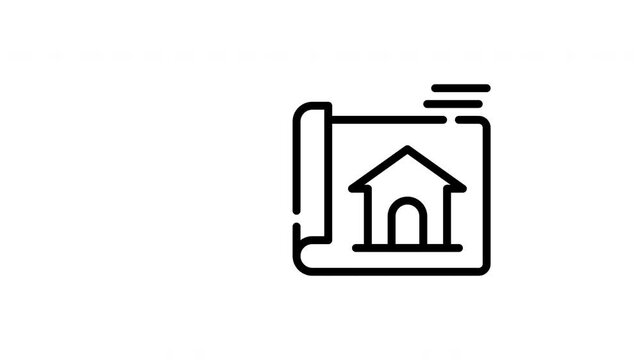 Architecture blueprint of a house construction design with a rolledup corner, perfect for real estate presentations, concepts, architectural designs, and renovations.
