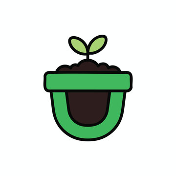 Green Potted Plant Seedling Growing New Life.