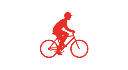 Fototapeta premium Red Silhouette of Cyclist Riding Bicycle.