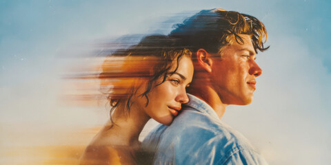 Fototapeta premium Artistic Expression of Love and Fleeting Memories | Cinematic Motion Blur Portrait